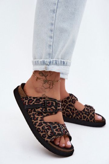D.Franklin DFSH407011 Damen-Platformslipper mit Leopardenmuster