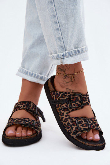Mules à plateforme pour femmes D.Franklin DFSH407011 avec motif léopard 2
