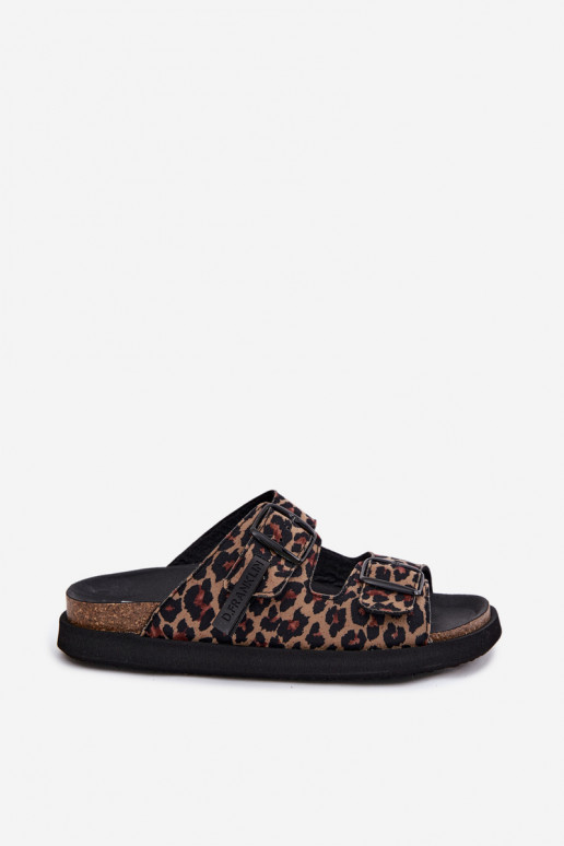 D.Franklin DFSH407011 dames slippers met platform en luipaardprint