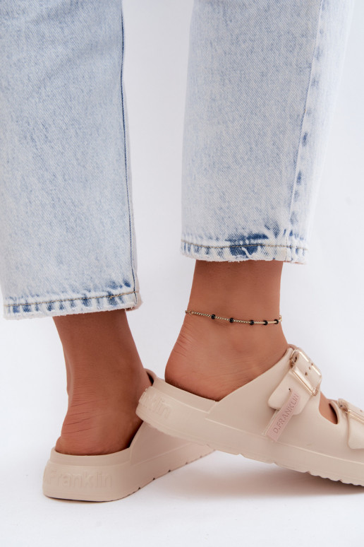 LichtgeInicht pantoffels Damespantoffels met gespen D.Franklin DFSH413003 beige