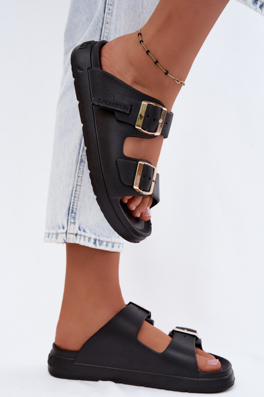 Pantoufles légères Pantoufles pour femmes avec boucles D.Franklin DFSH413001 couleur noire