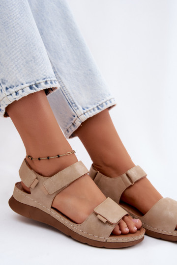 Damen-Platformsandalen in Sandfarbe Linora