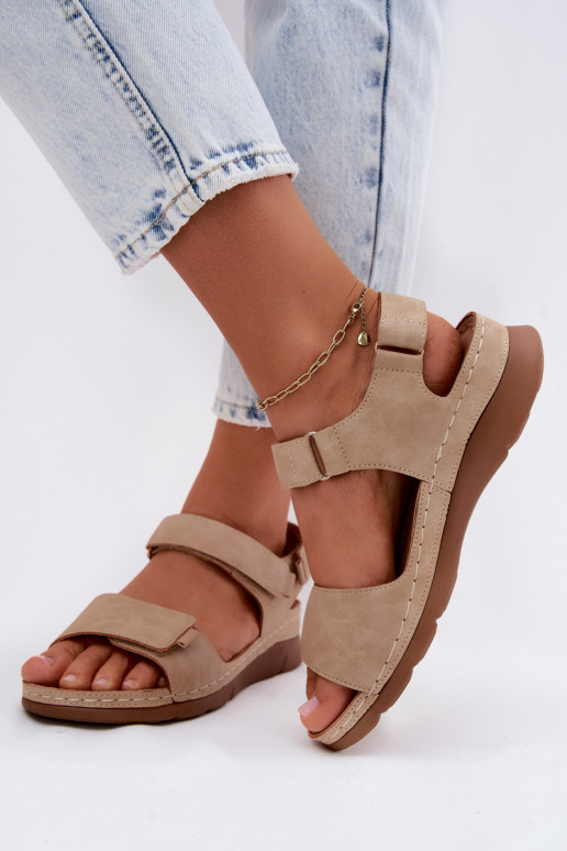 Damensandalen mit einer Plattform Beige Linora