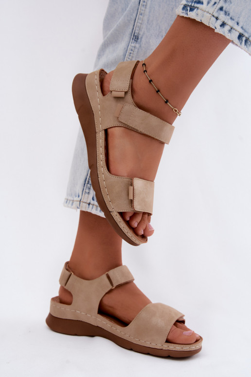 Damen-Platformsandalen in Sandfarbe Linora