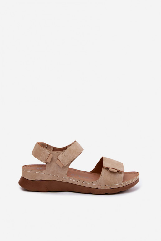 Dames platformsandalen zandkleur Linora