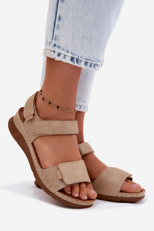 Damensandalen mit einer Plattform Beige Linora