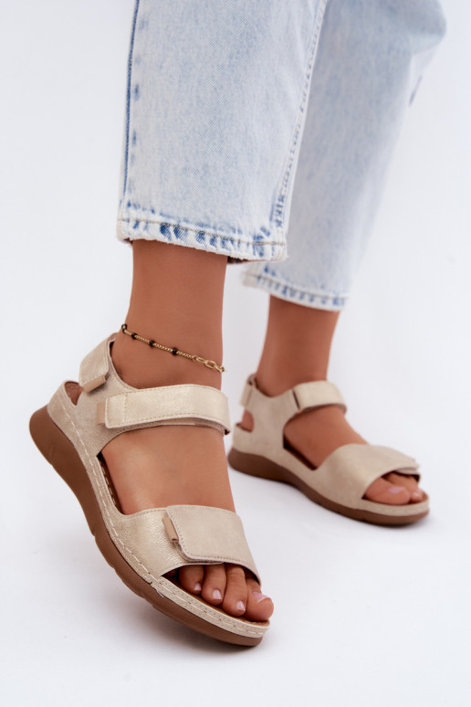 Dames sandalen met platform gouden kleur Linora