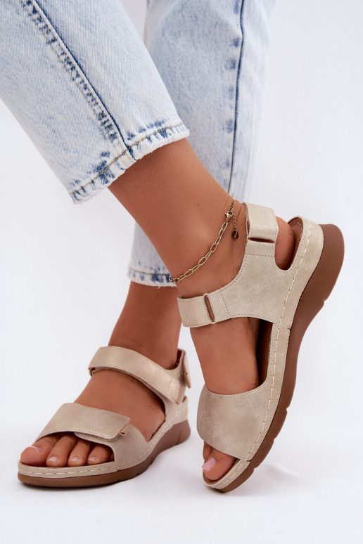 Damen-Platformsandalen in Goldfarbe Linora