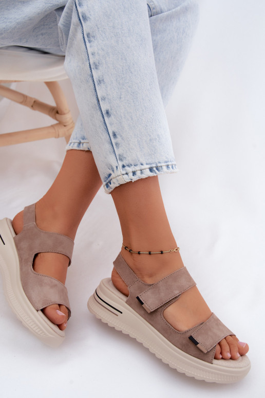 Haut INildledersandalen für Damen mit einer Plattform Beige Peria