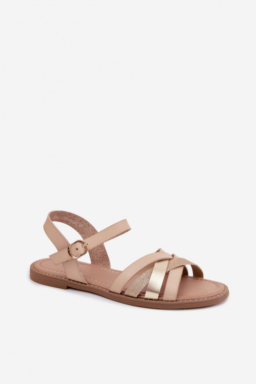 Sandales plates pour femmesavec éclatoÀym Bandesem beige Haden