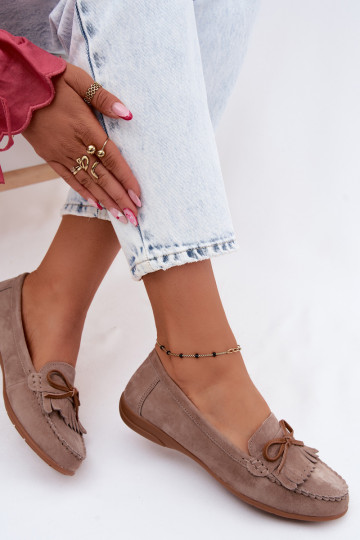 dames mocassinsOpturalnego van suèdeu beige Vantae