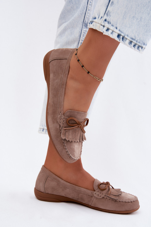 Mocassins pour femmes en daim synthétique couleur sable Vantae