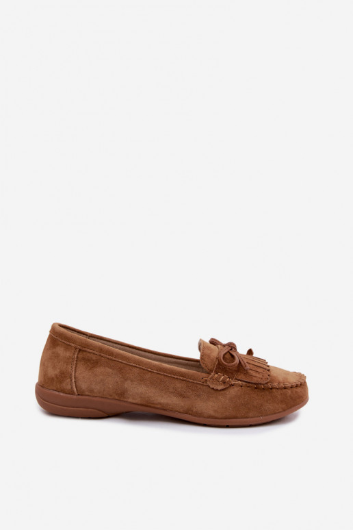 Dames mocassins van faux suede in bruine kleur Vantae