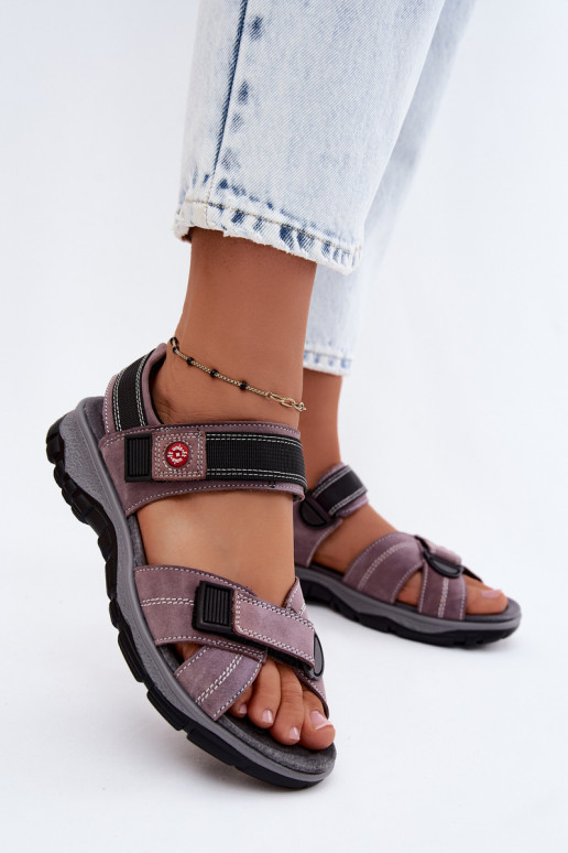Peau Sandales femme en daim avec attaches adhésives LaÀendoÀe Blingy