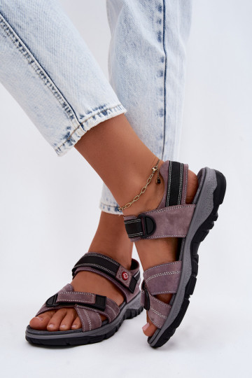 Peau Sandales femme en daim avec attaches adhésives LaÀendoÀe Blingy 2