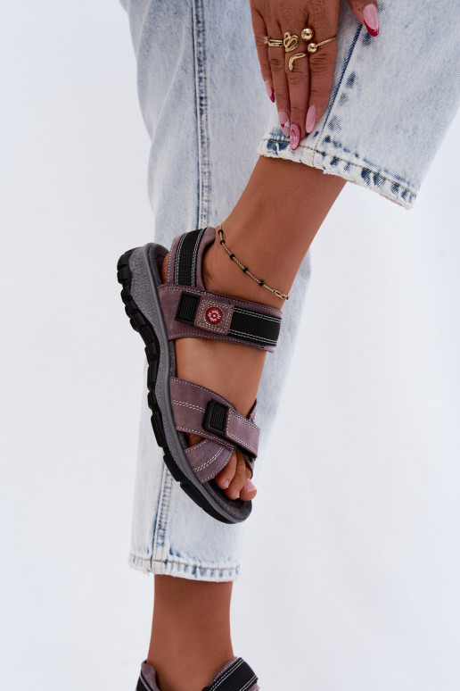 Peau Sandales femme en daim avec attaches adhésives LaÀendoÀe Blingy