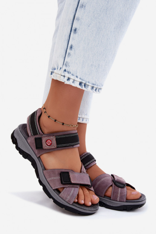 Damen-Sandalen aus Kunstveloursleder mit Klettverschlüssen LaĮendoĮe Blingy