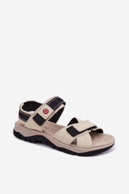 Damensandalen Feminin mit Klebeverschlüssen Beige Blingy