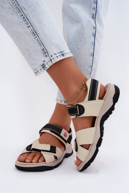 Dames sandalen Dames met zelfklevende bevestigingsmiddelen beige Blingy