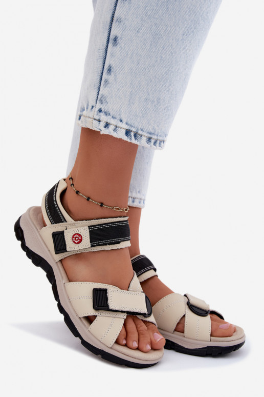 Damensandalen Feminin mit Klebeverschlüssen Beige Blingy