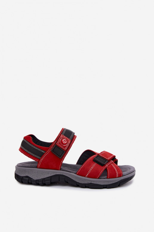 Haut INildledersandalen für Damen mit Klebeverschlüssen rote Farbe Blingy