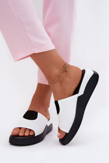 Chaussons en cuir blanc pour femmes Fablee