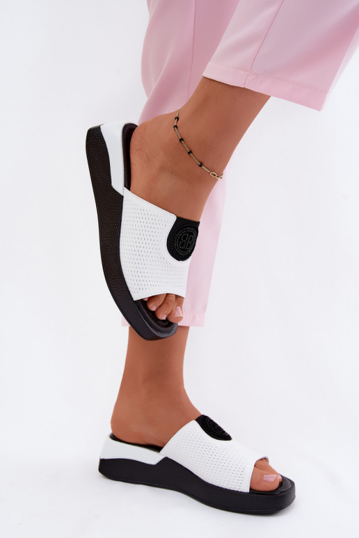 Leren pantoffels Dames Op buskinie Initte kleur Fablee