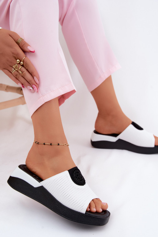 Chaussons en cuir blanc pour femmes Fablee