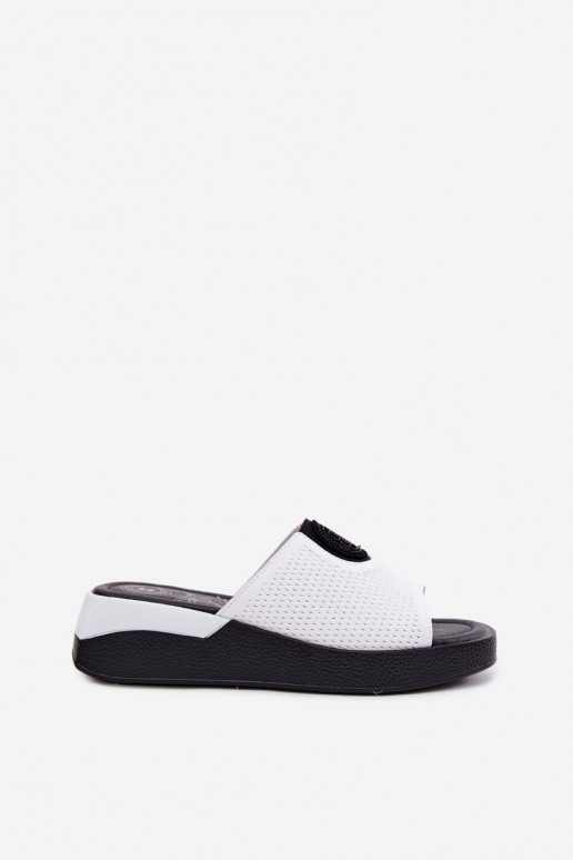 Witte leren dames slippers Fablee