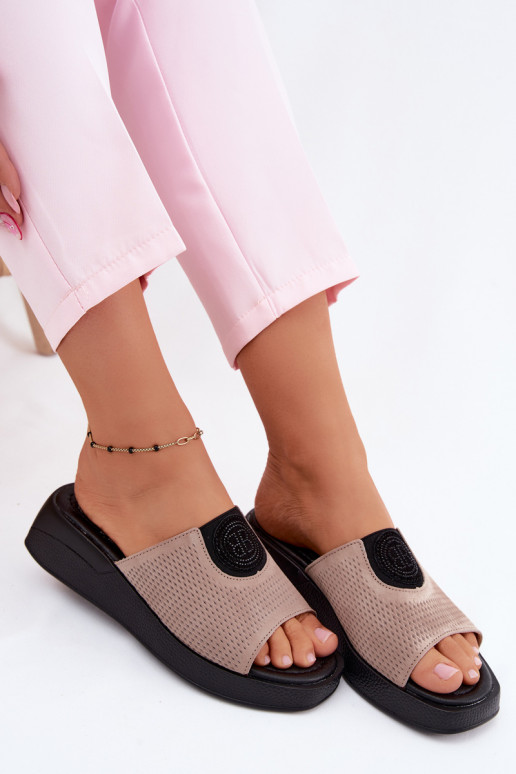 Haut INildleder-Hausschuhe für Damen Ermöglicht Halbstiefelie Beige Fablee