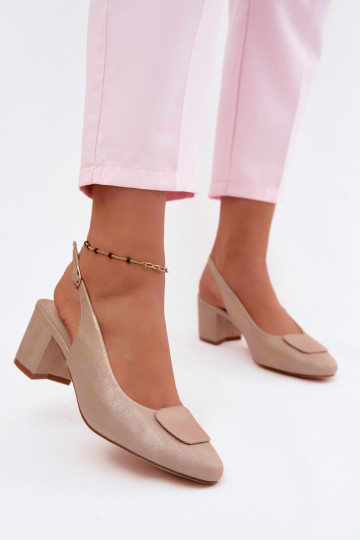 Sandales pour femmes Obcas Słupek Ozdoba couleur or rose Il fautden 2