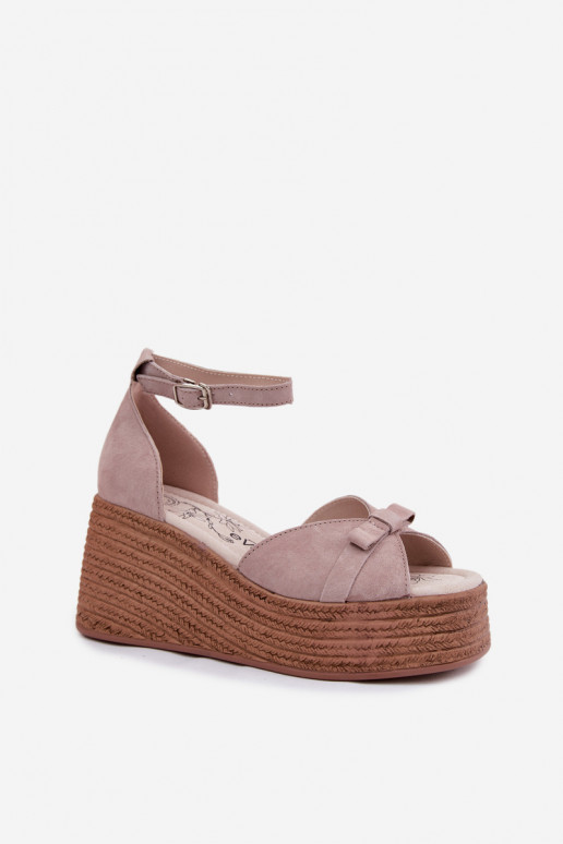 Leer Suède platformsandalen grijs Ashen