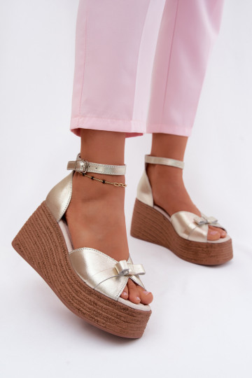 Leer Platform sandalen gouden kleur Ashen 2