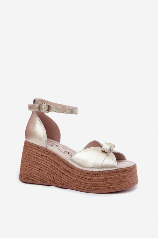 Leer Platform sandalen gouden kleur Ashen