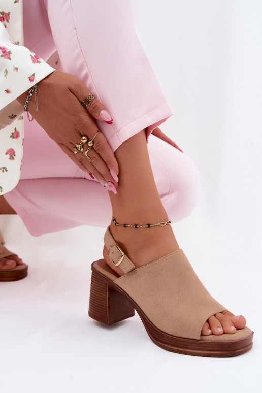 Sandales à talons hauts pour femmeImitacji en daimu beige Eclipse
