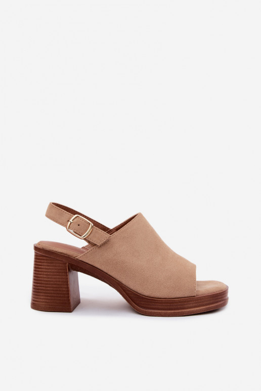 Damessandalen met hoge hakkenImitacji van suèdeu beige Eclipse