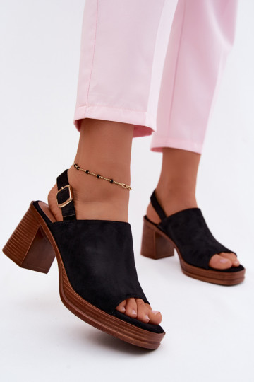 Damen Sandalen mit Absatz aus Kunstveloursleder in schwarzer Farbe Eclipse 2