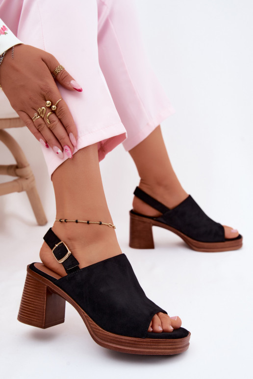 Sandales à talons hauts pour femmeImitacji en daimu couleur noire Eclipse