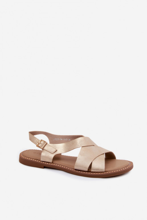 Flache Damensandalen in goldfarbener Farbe Blinga