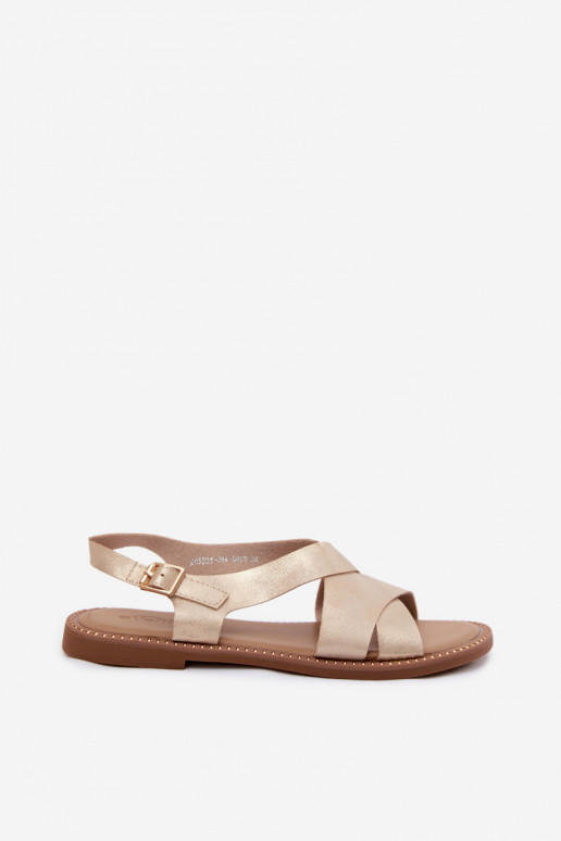 Flache Sandalen für Damen goldene Farbe Blinga