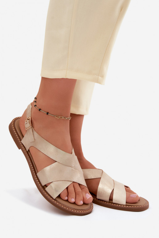 Sandales plates pour femmes couleur dorée Blinga