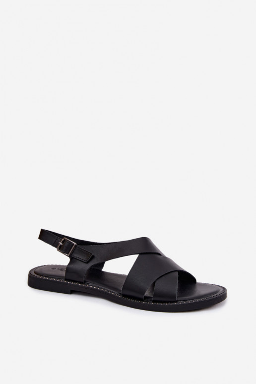 Flache Sandalen für Damen schZuarze Farbe Blinga