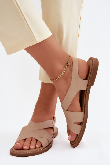 Flache Sandalen für Damen Beige Blinga