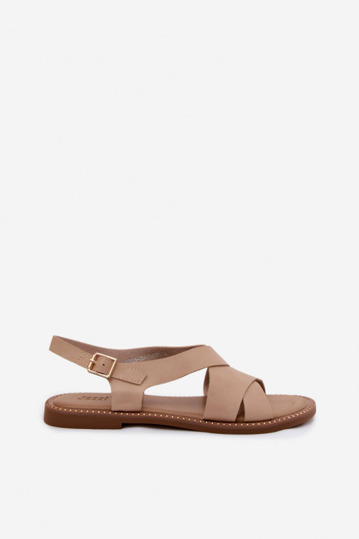 Flache Sandalen für Damen Beige Blinga