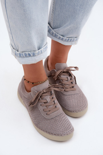 Chaussures pour femmes en daim synthétique à lacets couleur sable Bahia