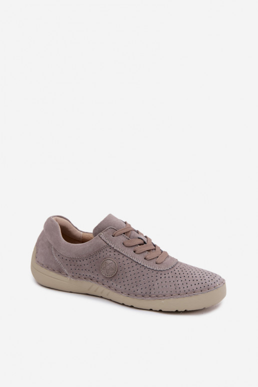 Leer van suède schoenen Dames met veters beige Bahia