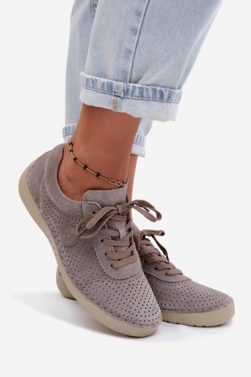 Leer van suède schoenen Dames met veters beige Bahia