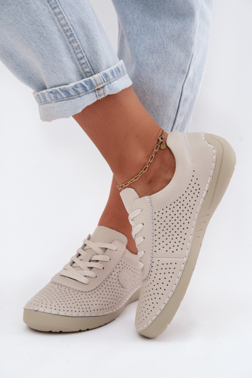 Leer schoenen Dames met veters ivoor Bahia
