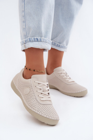 Ivory leren dames schoenen met veters Bahia 2