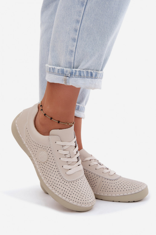 Leer schoenen Dames met veters ivoor Bahia